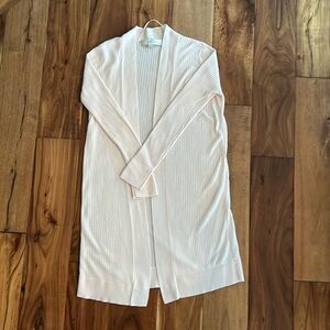 LOFT ribbed cardigan sweater, light pink, size XSP